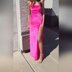 Hot Pink Lucy In The Sky Velour Dress